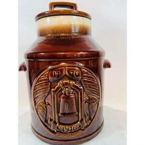 Bicentennial McCoy 1976 USA Liberty Bell Brown Ceramic Cookie Jar Patriotic USA